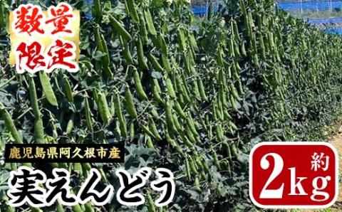 ＜2026年4月上旬以降順次発送予定＞鹿児島県産！阿久根市の実えんどう(2kg) 旬 国産 豆 マメ 野菜 実エンドウ セット 詰め合わせ 数量限定 期間限定【黒坂青果】akn049-05