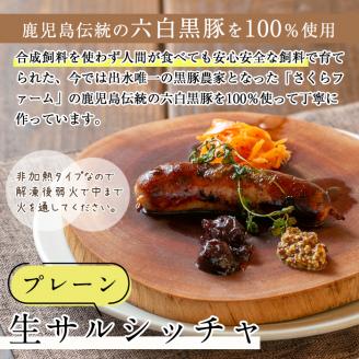 i574 鹿児島県出水市産六白黒豚の生サルシッチャ(プレーン)・カンパーニュ・パスタ詰め合わせ＜計530g・4種セット＞ 豚肉 六白黒豚 ソーセージ パン パスタ 詰め合わせ セット 生ソーセージ 天然酵母 生パスタ トマト ソース 人気メニュー 【マルチェロ】