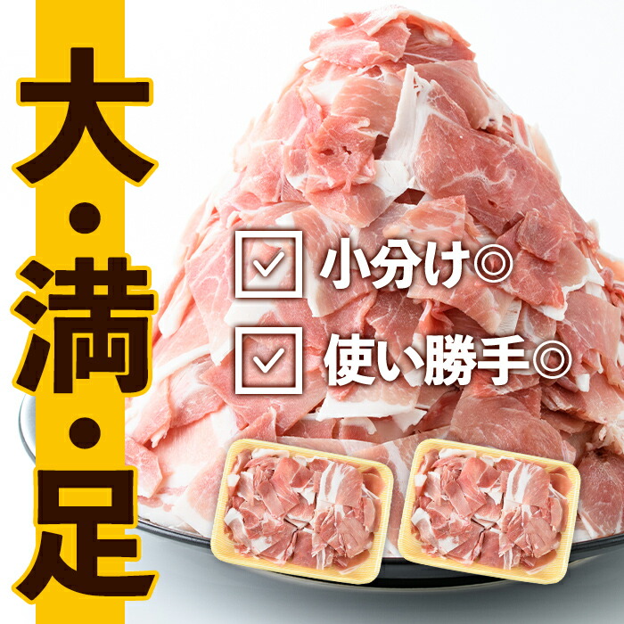 i1207-B ＜定期便・計3回(隔月)＞九州産 豚コマ切れ肉  (500g×2P×3回・計3kg) 鹿児島 豚肉 ポーク 小間切れ こま切れ 豚小間 細切れ 豚汁 炒め物 冷凍 定期便 隔月 500g 【ナンチク】