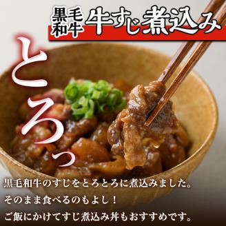 i828 簡単おかず煮込み３種類(計1.3kg) 鹿児島県 牛肉 肉 黒毛和牛 豚肉 牛すじ 牛筋 すね肉 角煮 甘辛 赤ワイン 赤ワイン煮 おかず 【カミチク】