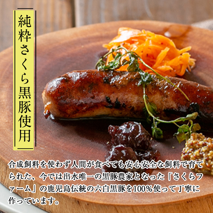 i963-B 出水純粋さくら黒豚100%使用！生サルシッチャ プレーン(計4本) 豚肉 黒豚 ソーセージ おつまみ おかず 冷凍 BBQ【マルチェロ】