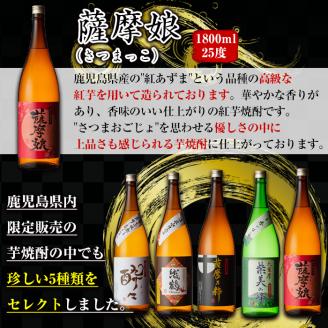 i376 【年内発送】鹿児島限定！本格芋焼酎特撰5種セレクト飲み比べセット＜1800ml×5本＞ 芋焼酎 焼酎 芋 焼酎飲み比べ 焼酎ハイボール 出水酒造 神酒造 25度 逸品 本格焼酎 お急ぎ便 スピード発送 人気 レア 【酒舗三浦屋】