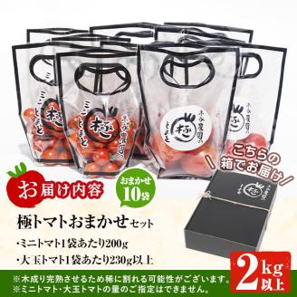 i432 ≪2025年12月～2026年5月の間に発送予定≫ ＜期間限定＞極トマト おまかせセット2kg以上 (ミニトマト・大玉トマト) フルーツトマト とまと トマト 野菜 青果 旬 ミニトマト 大玉 お弁当 料理 期間限定  【末永農園】