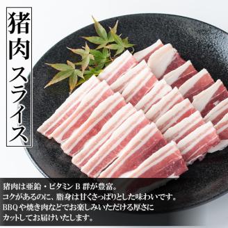 i892 《毎月数量限定》鹿児島県出水市産 大幸鹿・猪 BBQ用スライス(250g×各2P 計4P・1kg) 肉 鹿肉 猪肉 ジビエ 料理 高タンパク 低カロリー 低脂質 鉄分豊富 亜鉛 ビタミン ビタミンB ダイエット 焼肉 BBQ 冷凍 【大幸】