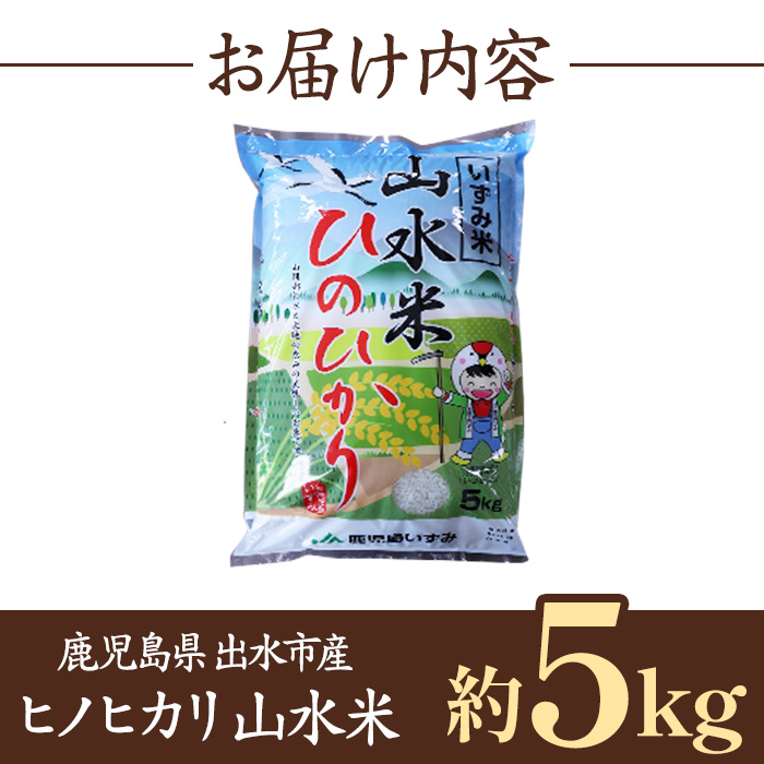 i070 鹿児島県出水市産ヒノヒカリ 山水米(5kg)国産！鹿児島の美味しい白米！風味もツヤも良好で人気のコメ！米 お米 精米 5kg ブランド米 ごはん ご飯 ひのひかり 白米 おにぎり お弁当【JA鹿児島いずみ(米)】