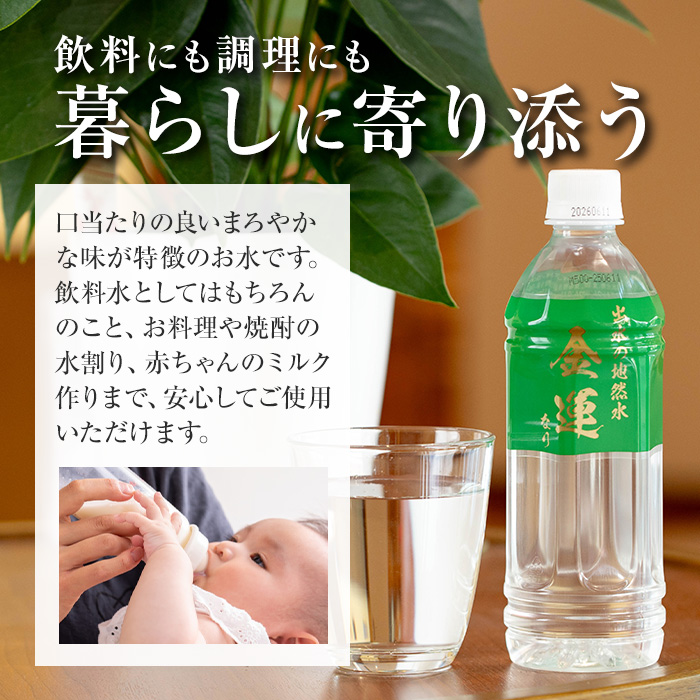 i1181-B ミネラルウォーター(金運なり)＜500ml×20本＞ 水 軟水 ミネラルウォーター ドリンク ペットボトル 水割り 備蓄 防災 常温 アウトドア 【出水酒造 izumi-syuzou】