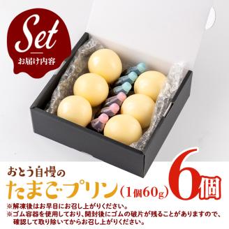 i692 《毎月数量限定》おとうの自慢のたまごプリン(60g×6個) 国産 プリン お菓子 菓子 たまごプリン ゼラチン不使用 たまご 卵 鹿児島県産卵 自信作 【味処 心】