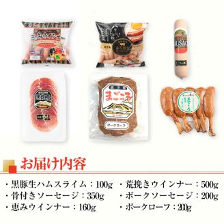 i320 鹿児島発シャルキュトリ(6種・計1.5kg超) ウインナー ソーセージ ベーコン 生ハム 黒豚 ハムセット 厳選 おかず 晩御飯 おつまみ 宅飲み 家飲み 冷蔵 【ナンチク】