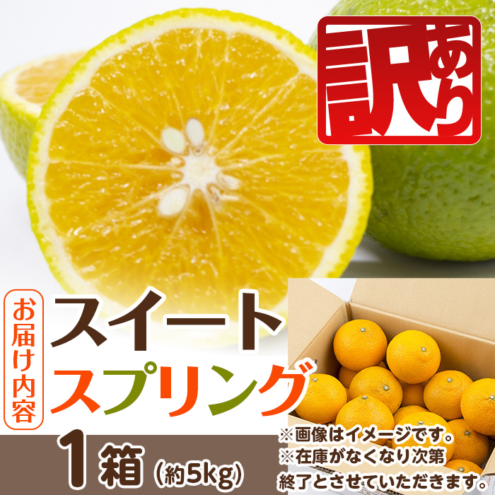 i1067-A ＜2025年12月下旬～2月下旬の間に発送予定＞ ＜数量・期間限定＞ 《傷ありのため訳あり》 スイートスプリング (約5kg) 鹿児島県産 みかん スイートスプリング 柑橘 果物 くだもの フルーツ 旬 ミカン オレンジ 数量限定 期間限定  【江崎果樹園】