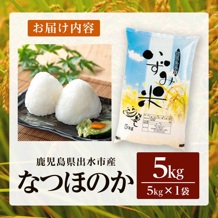 i1179-A 令和7年産 鹿児島県 出水市産 なつほのか (5kg) 米 5kg なつほのか 鹿児島 5キロ お米 九州 九州産 甘み 大粒 【いずみキッチン】
