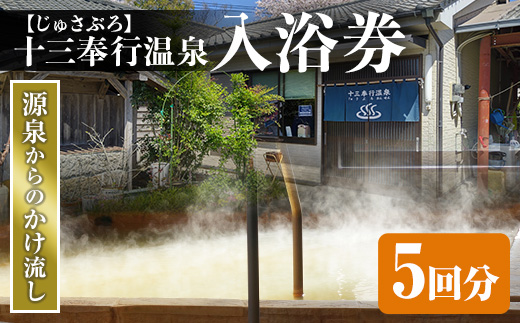 i1218-A 十三奉行(じゅさぶろ)温泉入浴券(5回分) チケット 温泉 入浴券 施設利用券 商品券 旅行 日帰り リラクゼーション 【アーステクノ】