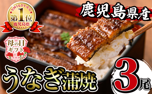 i506-m 【母の日ギフト】鹿児島県産うなぎ蒲焼3尾セット(約140g×3・計約420g) うなぎ 鰻 ウナギ 3尾 蒲焼き 国産 鹿児島県産 焼きたて 生産量日本一 真空パック おかず 晩御飯 特別な日 贈答 ギフト プレゼント 母の日 【薩摩川内鰻】