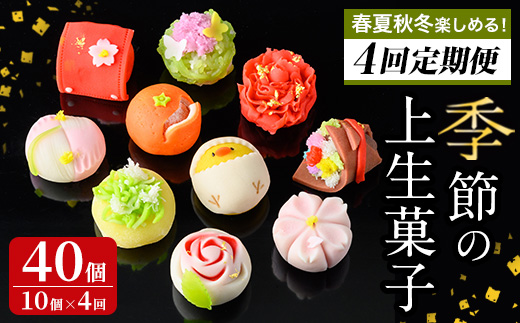 i537 ＜4回定期便＞季節の上生菓子セット(10個×4回・計40個) お菓子 和菓子 生菓子 定期便 四季 ギフト 贈り物 和スイーツ お祝い 個包装 冷凍 【リッチモン松元】