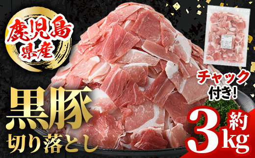 i999 鹿児島県産 黒豚 切り落とし (計約3kg・約600g×5パック)[スターゼン]