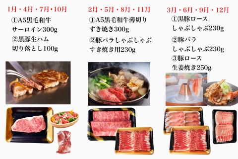 【全３回定期便】鹿児島お肉三昧定期便 農家のお肉工場直送！(水迫畜産/Z030-548)M19 肉 牛 牛肉 豚 黒豚 生ハム 切り落とし すき焼き しゃぶしゃぶ 生姜焼き ロース バラ サーロイン