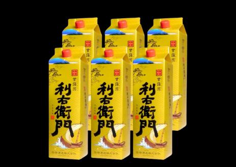 【2025年12月25日までのご入金で年内発送】指宿酒造の芋焼酎「利右衛門」1.8L紙パック×6本(ひご屋/045-1278)
