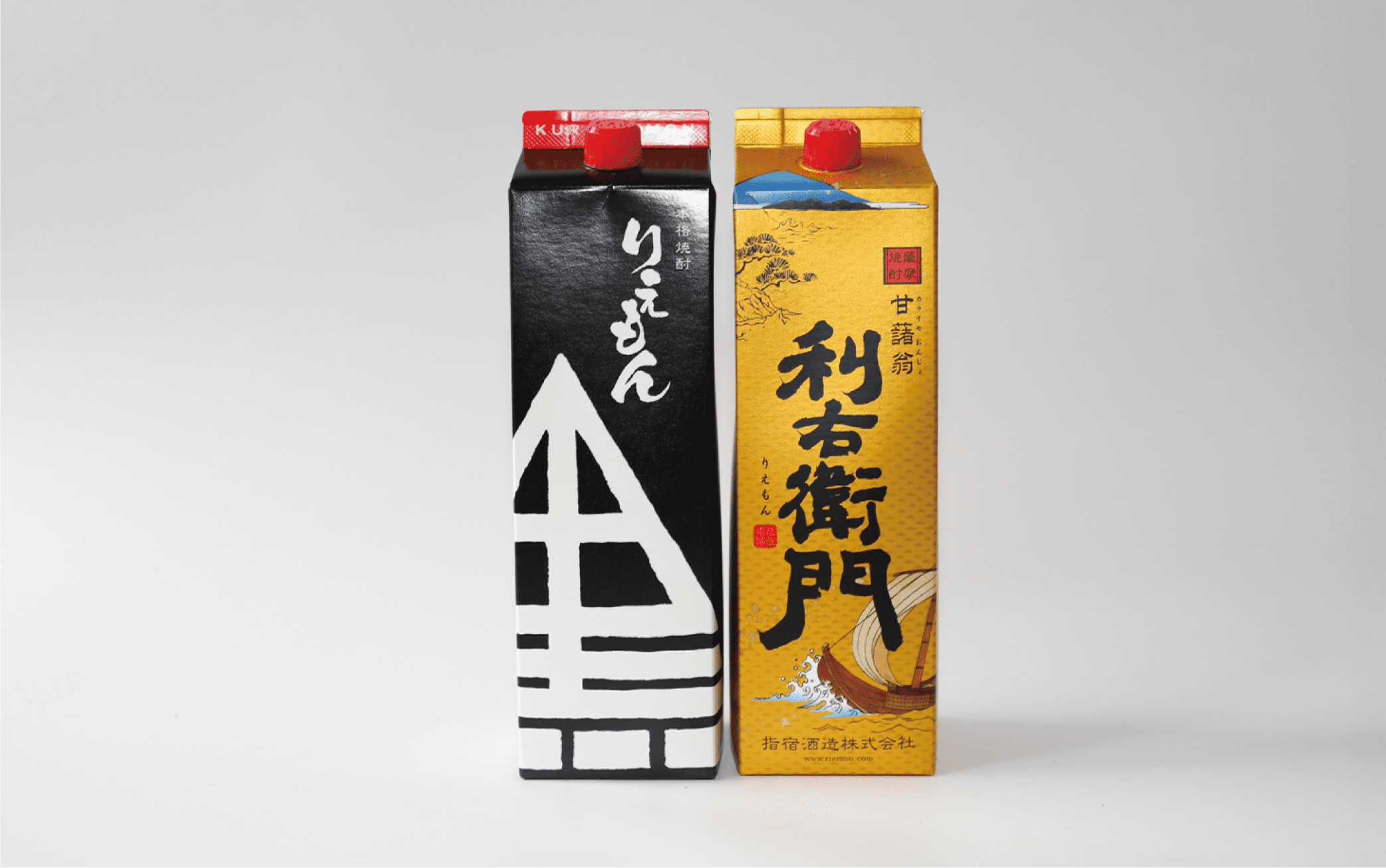 【指宿酒造】利右衛門黒・利右衛門白(25度)紙パック1.8L×2本(岡村商店/015-1094)