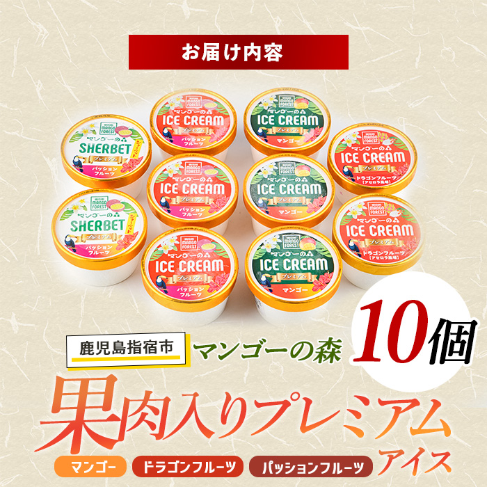 ゴロゴロ果肉入りプレミアムアイス10個セット(マンゴーの森/022-1211)