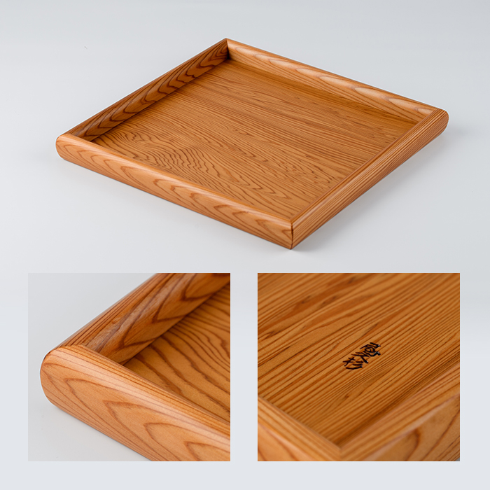 【屋久杉で創った】お盆トレー(正方形)(高橋工芸/IB074-004) 工芸品 おぼん トレー おしゃれ シンプル シック 小物 キッチン 食卓 屋久杉 杉 木 木工 木材 インテリア 装飾 家 リビング オリジナル 一点もの 手づくり てづくり 手作り 木目 手作業 職人 工芸 鹿児島 自然遺産