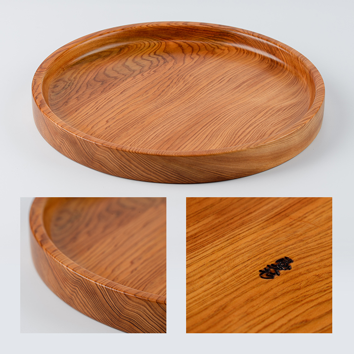 【屋久杉で創った】丸盆(直径24cm)(高橋工芸/IB074-005) 工芸品 お盆 おぼん トレー キッチン 食卓 おしゃれ シンプル シック 屋久杉 杉 木 木工 木材 インテリア 装飾 家 リビング オリジナル 一点もの 手づくり てづくり 手作り 木目 手作業 職人 工芸 鹿児島 自然遺産