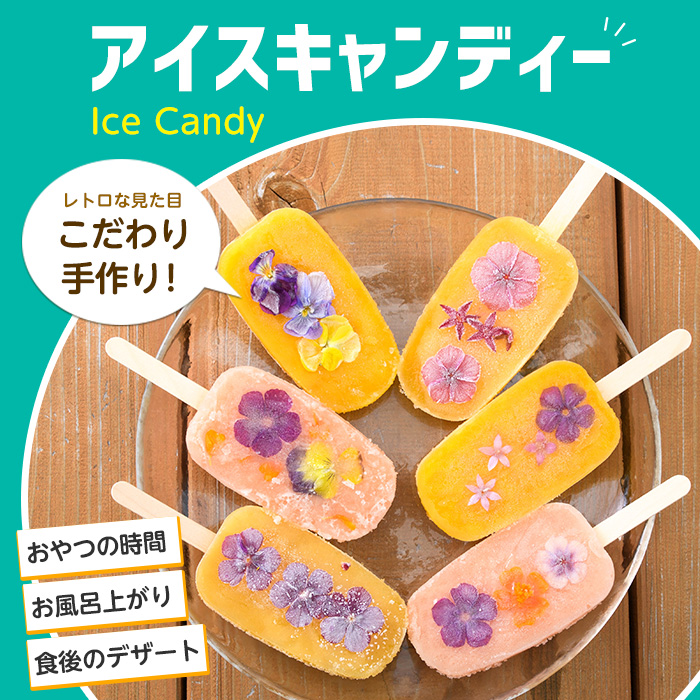 手作りアイスキャンディー エディブルフラワー入り 10本(たいやき絲や/010-1907) 鹿児島 手作り アイス アイスキャンディー 氷 氷菓子 スイーツ おやつ マンゴー グァバ パッションフルーツ セット 詰合せ 冷凍
