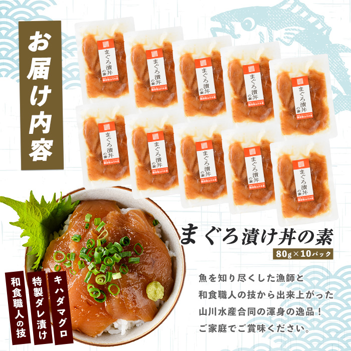 【指宿直送便】マグロ漬け丼の素80g×10パック合計800g(指宿山川水産/010-1598)【 魚介 海鮮 海鮮丼 丼 鮪 まぐろ 魚 魚惣菜 お手軽 簡単 簡単調理 】