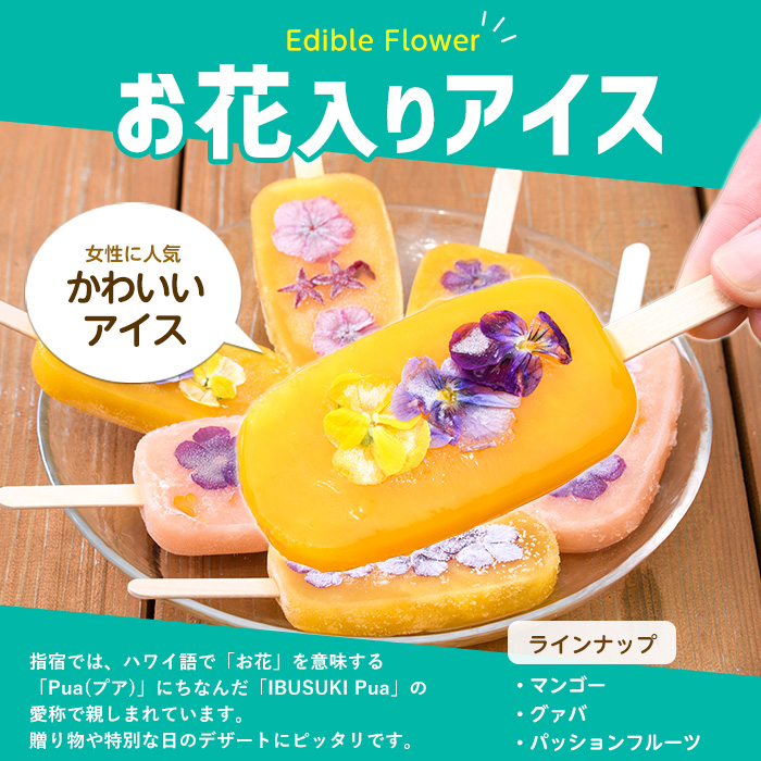 手作りアイスキャンディー エディブルフラワー入り 10本(たいやき絲や/010-1907) 鹿児島 手作り アイス アイスキャンディー 氷 氷菓子 スイーツ おやつ マンゴー グァバ パッションフルーツ セット 詰合せ 冷凍