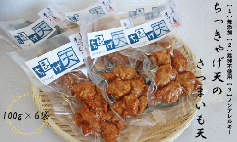 ちっきゃげ天のさつまいも天【100g×６パック】(ちっきゃげ天/A-318) さつまあげ 練り物 すり身 つまみ 詰合せ 惣菜 天ぷら 鹿児島