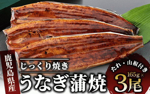 [鹿児島県産]うなぎ蒲焼じっくり焼き約165g×3尾 化粧箱入り(大新/023-1105)