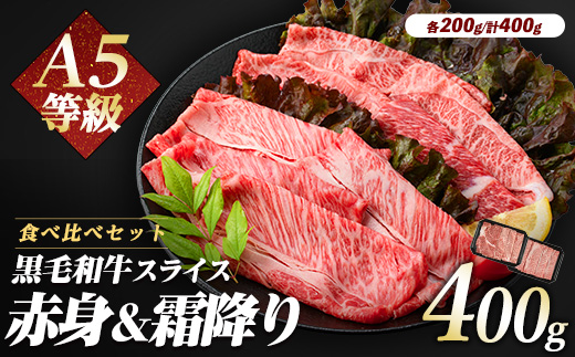 A5等級鹿児島県産黒毛和牛2種のスライスセット400g(カミチク/A-409)