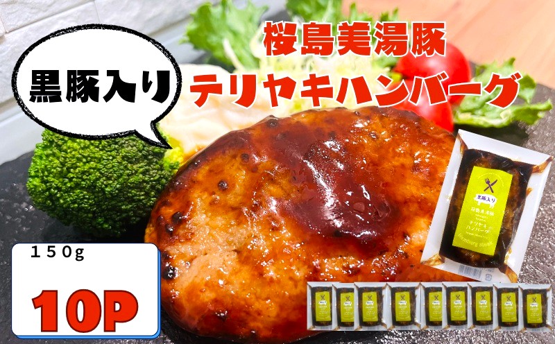A1-0444／鹿児島県産 桜島美湯豚　てりやきソース ハンバーグ 150g×10個