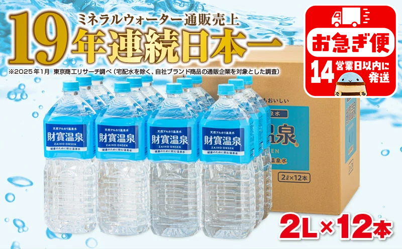 A1-22535／天然アルカリ温泉水　財寶温泉　2L×12本