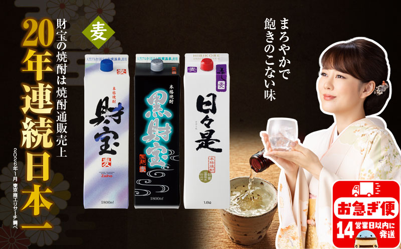 【麦焼酎】紙パック 3種3本 温泉水 財宝 鹿児島 焼酎 お酒