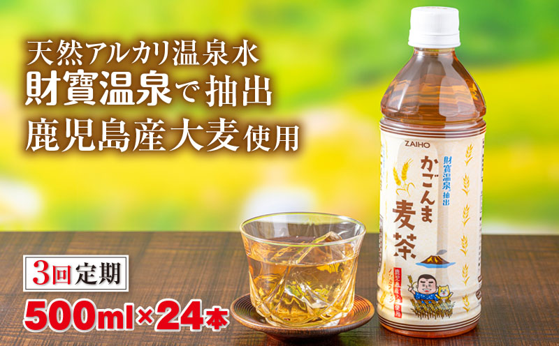 B2-22127／【3回定期】かごんま麦茶　500ml×24本