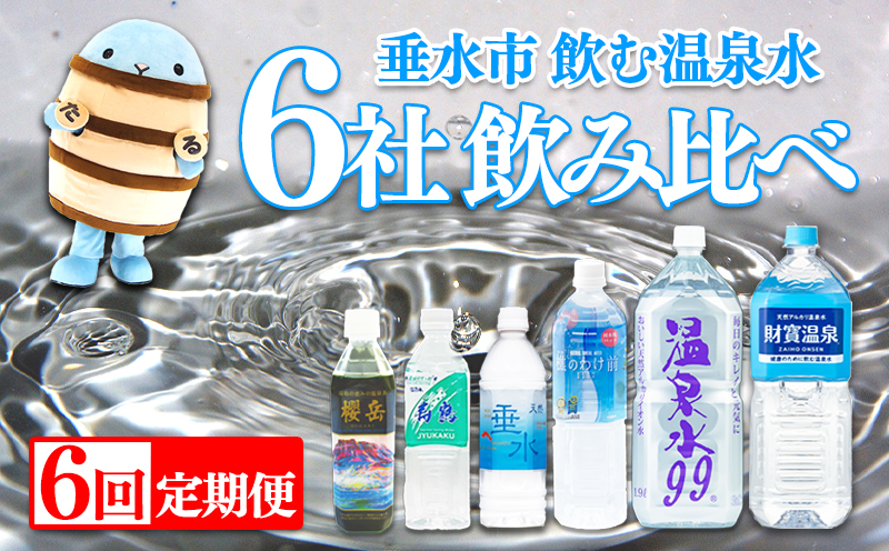 【6ヶ月定期便】垂水市 温泉水 6社飲み比べ