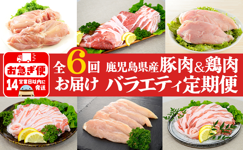 I9-0402／【6回定期便】鹿児島県産 豚肉＆鶏肉 バラエティ定期便