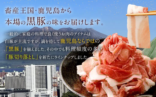 CSR-536 【3ヶ月定期便】鹿児島県産黒豚 大容量小分けパック切り落とし 合計6kg（2kg×3回） 黒豚 黒豚切り落とし 切り落とし 豚肉 ウデ肉 肩肉
