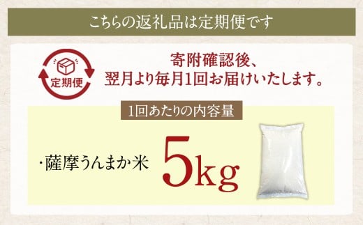 【3回定期便】 鹿児島県産 銘柄米 ブレンド 薩摩うんまか米 （5kg×3回） 定期便 ブレンド米 白米 米 お米 おこめ CS-572