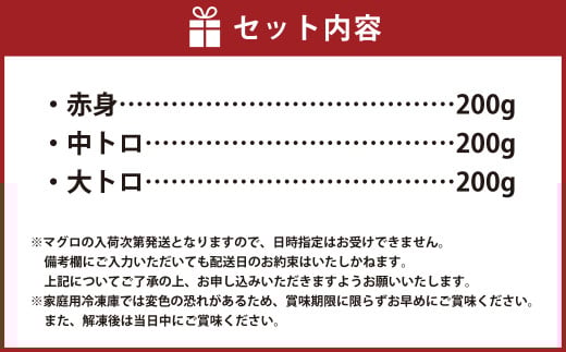 鹿児島県産本マグロ トロ＆赤身 3種セット 合計600g