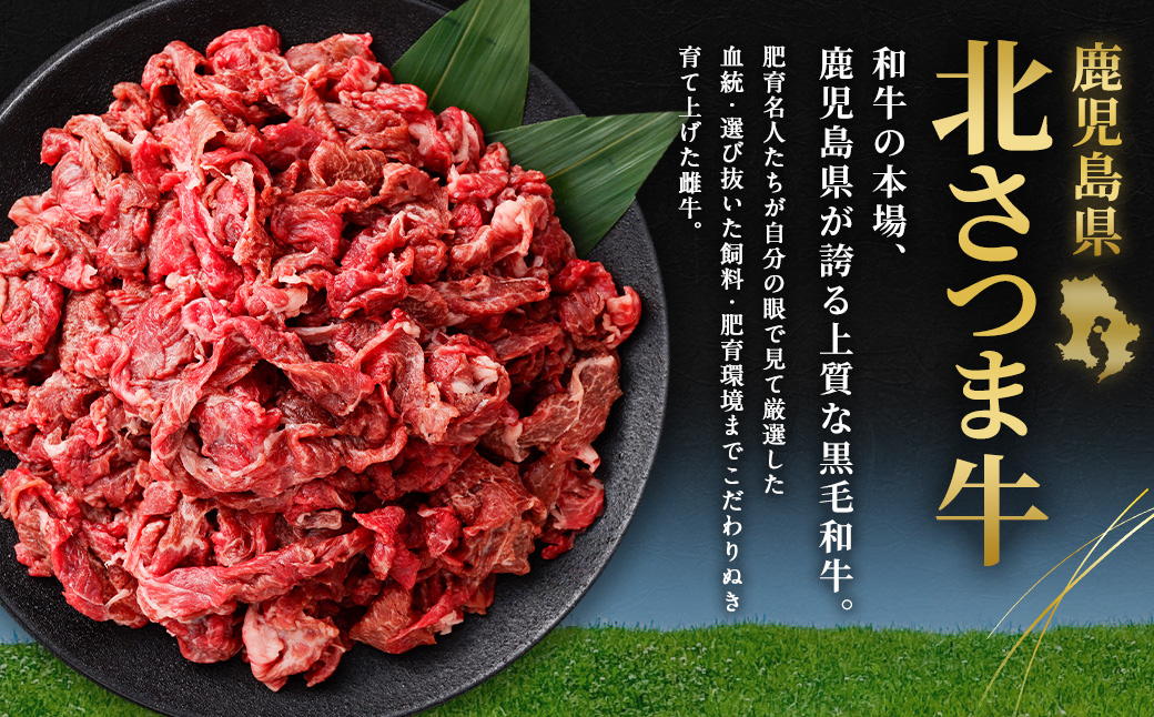 AS-2034 北さつま牛 切り落とし 合計１㎏（200g×5パック）