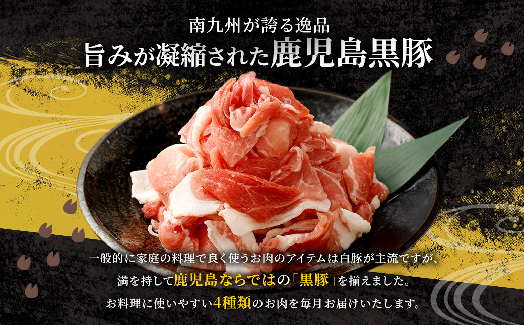 IS-702 【6ヶ月定期便】鹿児島県産黒豚 4種詰合せセット(約1.8kg×6回)