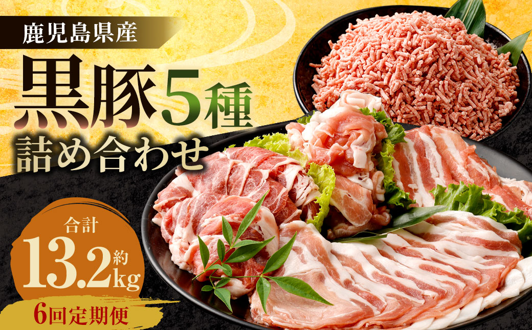 JS-306 【6ヶ月定期便】鹿児島県産黒豚 5種詰合せ(約2.2kg×6回)