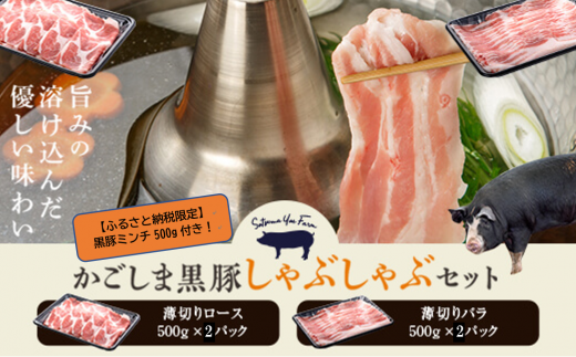 DSR-003 かごしま黒豚ロース肉とバラ肉のしゃぶしゃぶセット 2kg（ご自宅用各1kg） SDGs未来都市薩摩川内 工房みかく亭