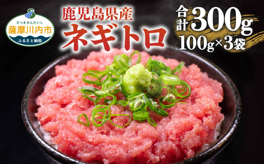 AS-410　2人前ずつ小分け 鹿児島県産本マグロ100％のネギトロ約6人前 合計300g（100g×3袋）