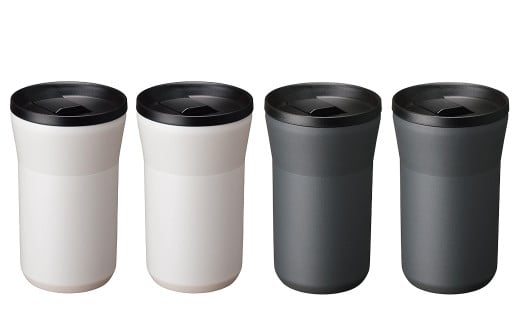 【京セラ】蓋付きタンブラー 350ml ＜クリームホワイト2個・ダークグレー2個＞ 計4個セット CERAMUG タンブラー 真空容器 保冷 保温 真空断熱 セラミック トラベルカップ KYOCERA DSR-623