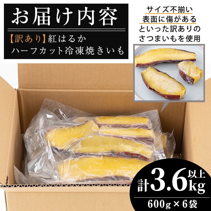 No.859 ＜訳あり・規格外＞紅はるかハーフカット冷凍焼きい