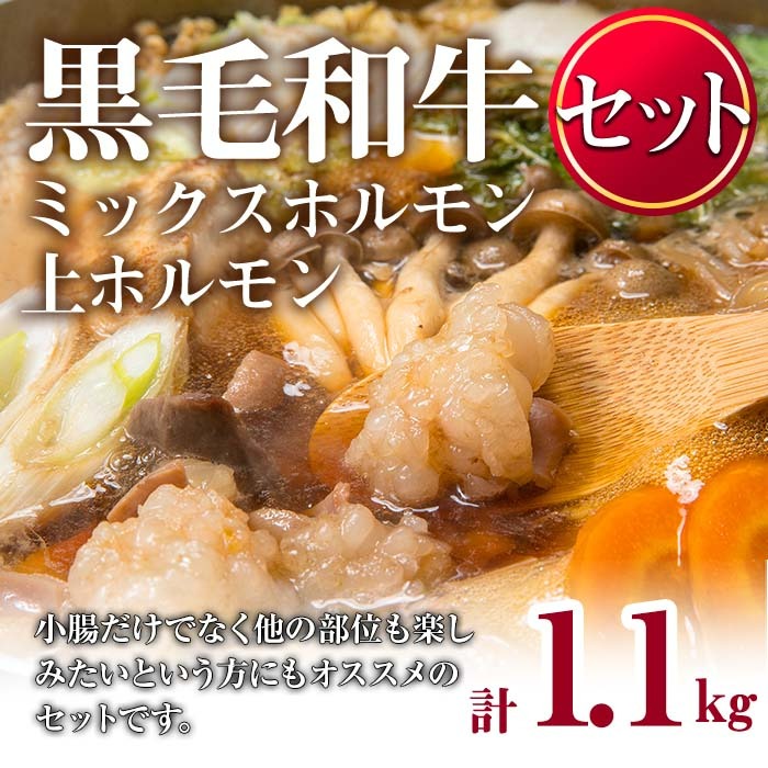 No.1001-04 国産黒毛和牛ミックスホルモン、上ホルモン(合計1.