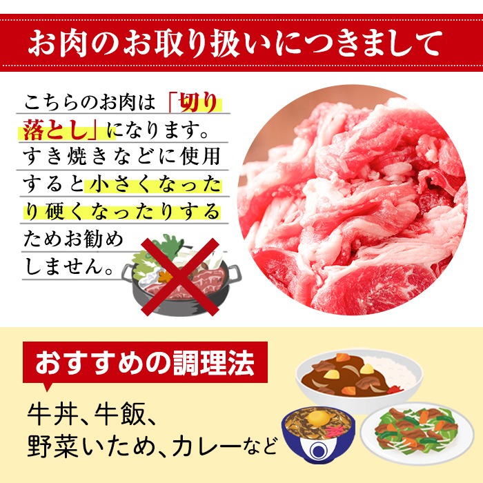 No.1015 鹿児島県産黒毛和牛切落し(計900g・300g×3P)牛肉 切落し