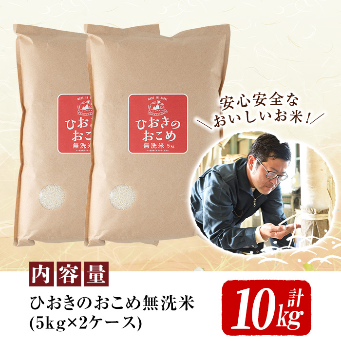 No.599 国産！鹿児島県産ひおきのおこめ無洗米10kg(5kg×2) 米 