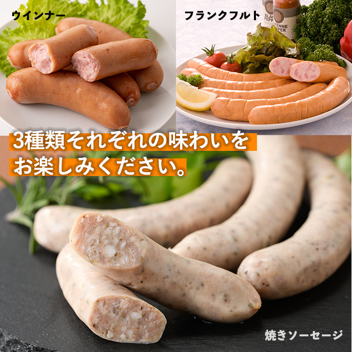 No.792 鹿児島県産！黒豚ソーセージ3種(合計約2.4kg)【コワダ